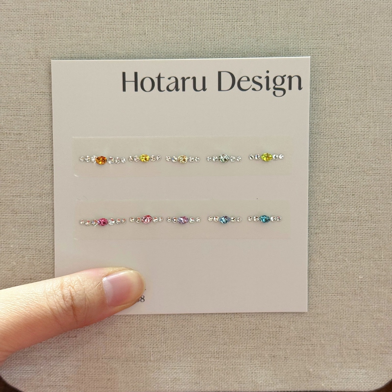 Swarovski Nail Art Diamond Material Kit Internet-Famous Rainbow Color Diamond Ring Nail Art Diamond Short Nails Natural Nails Rainbow Color