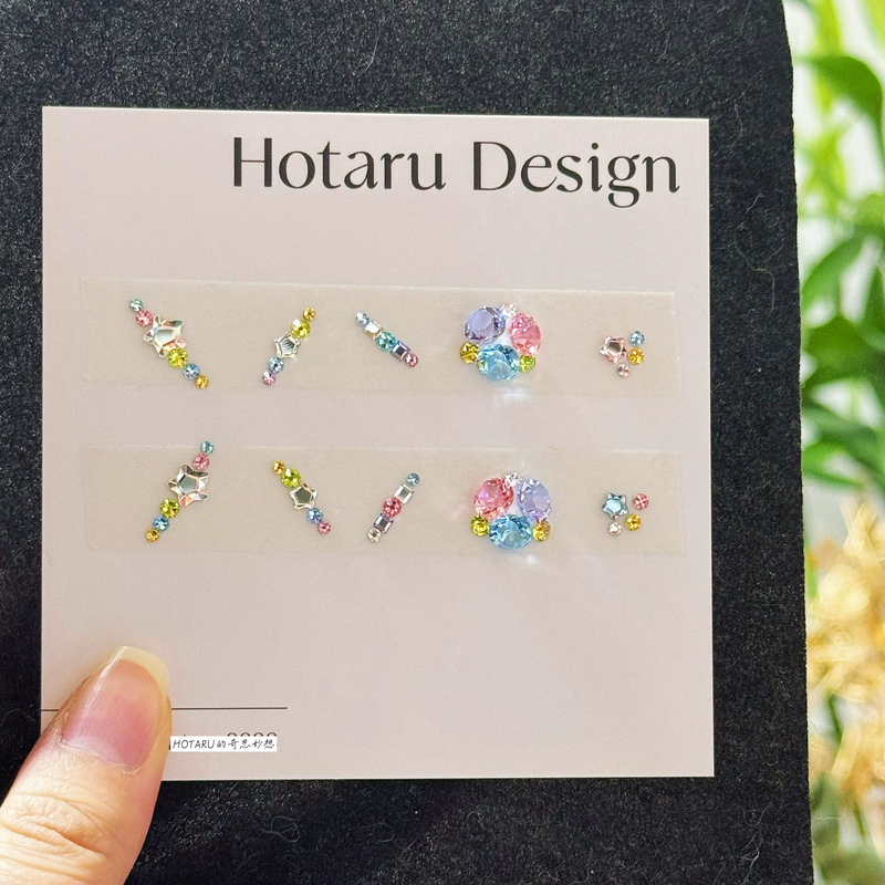 Swarovski Nail Art Rhinestone Material Kit Spring Colorful Small Rhinestones Cute Daily Nail Art Rhinestones for Short Nails Transparent Base Camellia Party