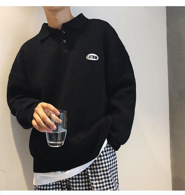 Mùa thu đông mới bộ áo len Chic nam thanh niên thủy triều Polo áo len cặp đôi áo len đáy quần nam và nữ áo heyyou