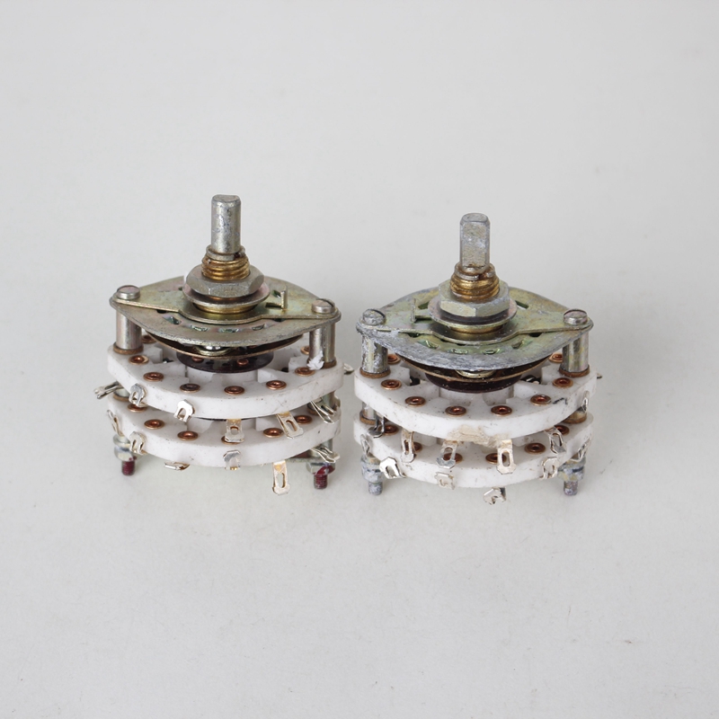 New stock 2 layers screwed 10 down to 10-gear silver plated copper band switch ceramic rotary switch