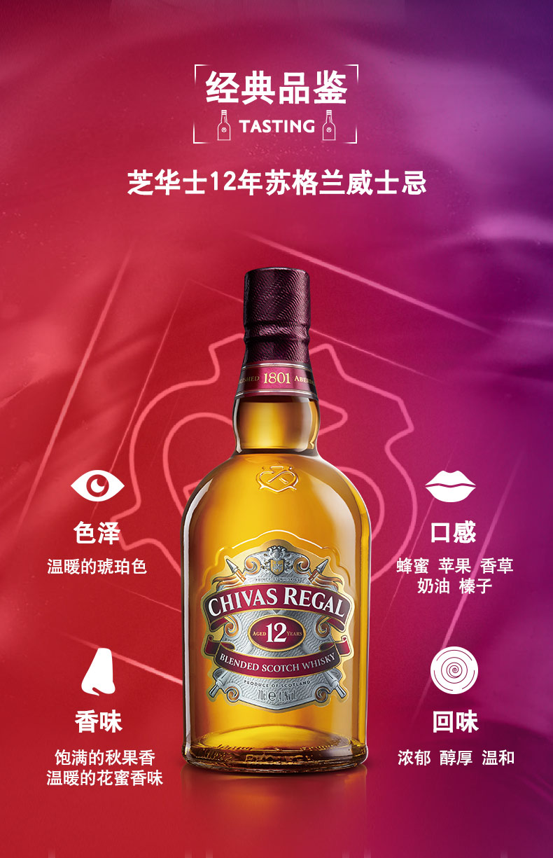 英国原装进口 芝华士 Chivas 12年 苏格兰威士忌 500ml 图2