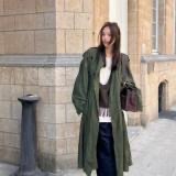 The Same Style for Men and Women, Course Is the Same Style Old Celine Military Green Silhouette Extra Long Oversize Windbreaker Jacket The Same Style for Men and Women, Course Is the Same Style Old Celine Military Green Silhouette Extra Long Oversize Windbreaker Jacket
