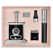 CIGARLOONG cigar lighter set textured cigar cutter lock wet cigar tube cigar holder four-piece set