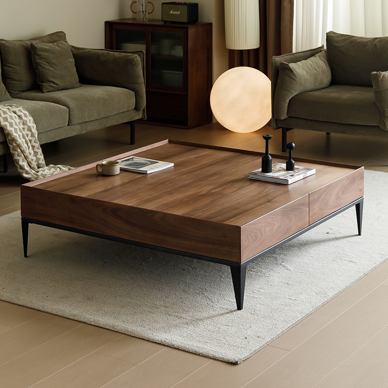 North American Black Walnut Coffee Table Nordic Modern Minimalist Living Room Storage Square Solid Wood Coffee Table Tv Cabinet Combination North American Black Walnut Coffee Table Nordic Modern Minimalist Living Room Storage Square Solid Wood Coffee Table Tv Cabinet Combination
