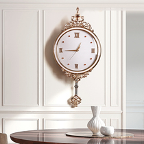 Metal Light Extravagant Clock Hanging Clock Living Room Home Fashion Creative Eu Style Personality Hanging Wall Atmosphere Brief About Silent Clock