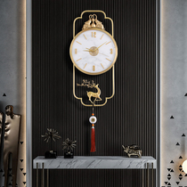 New hanging bell household living room high-end atmosphere New Chinese pure copper mute clock fashion modern light lavish quartz clock
