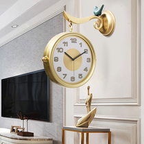New double-sided clock Eurostyle light extravagant hanging clock living room minimalist modern home clock net red American two sides hanging table