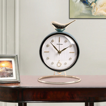Small clock watch Nordic light luxury American simple home fashion desktop living room ornaments clock Creative mute table clock