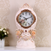New Eurostyle Rose Garden Bell Lisein Living-room Retro Table Clock Decoration Table Clock Swing Piece Clock Silent Quartz Clock