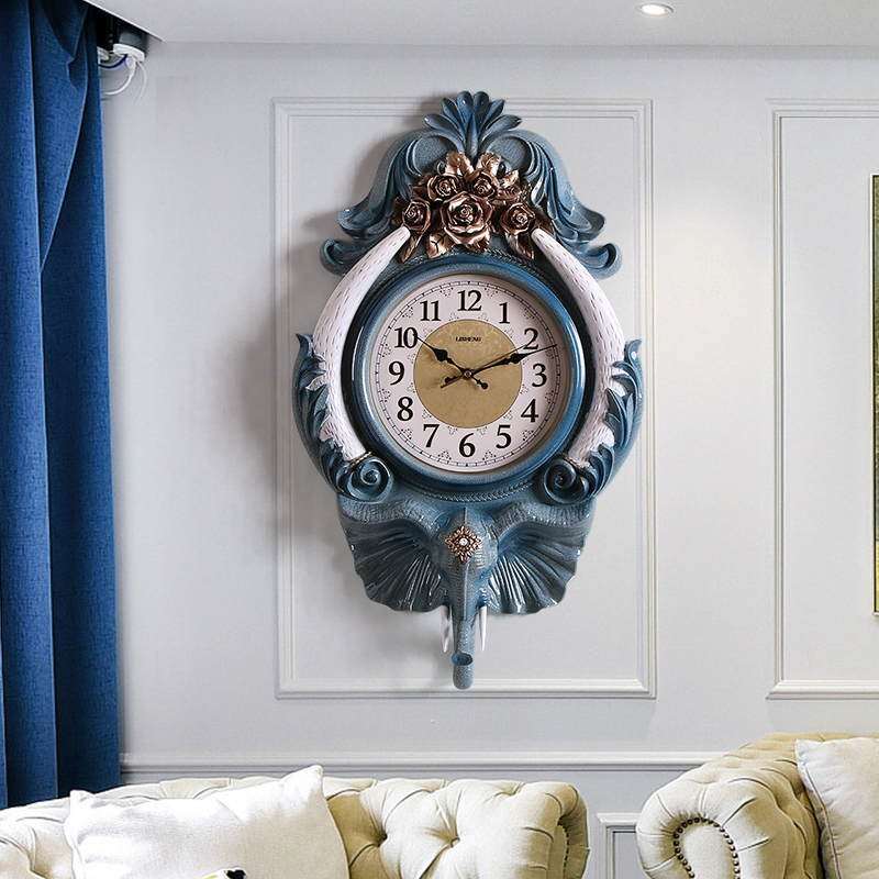 Atmospheric Luxury Eurostyle Clock Hanging Clock Light Lavish Living Room Creative Home Mute Wall Clocks Fashion Adorned Elephant Watches