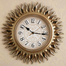 Sun European simple watch creative wall clock personality household fashion clock American living room table silent quartz clock