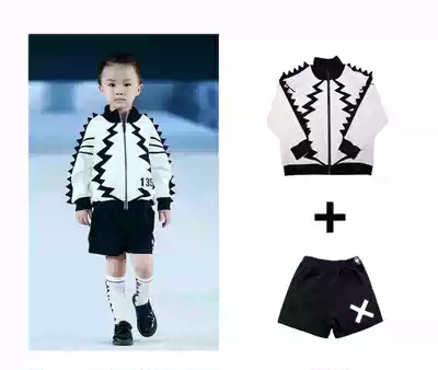 Daddy's designer brand JOKII new children's black and white stitching jacket jacket shorts