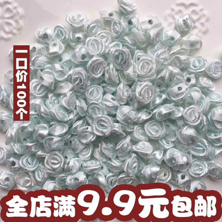 100 100 10mm rose small flower forged with satin ribbon silk with solid hand made clothes bag accessories
