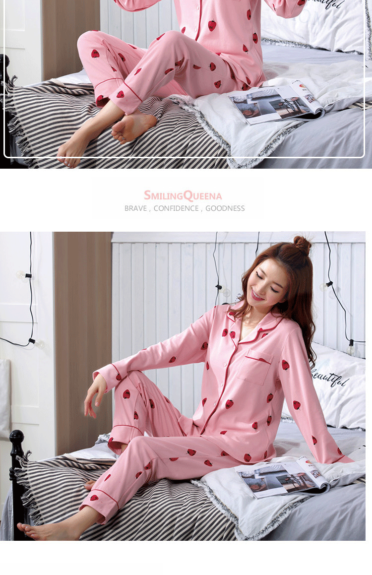 [Bảo hiểm đôi mười hai] đồ ngủ nữ mùa xuân và mùa thu và mùa đông dài tay cotton mỏng phiên bản Hàn Quốc của phụ nữ phục vụ nhà cotton phù hợp với mùa đông bộ ba lỗ đẹp mùa hè
