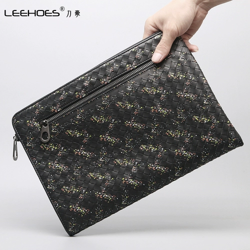 Сумка с петлей на руку, модная плетеная тонкая маленькая сумка клатч, 2020, из натуральной кожи