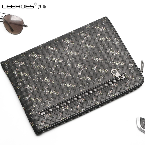 Сумка с петлей на руку, модная плетеная тонкая маленькая сумка клатч, 2020, из натуральной кожи