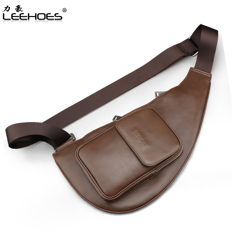 Lihao Chest Bag Men Genuine Leather Bag Men's And Women's Shoulder Bag Mongolia Wine Pot Type Slanted Satchel Casual Men's Bag Cow Leather Bag