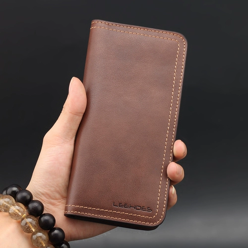 Бумажник, кожаный длинный модный кошелек для отдыха, из натуральной кожи, воловья кожа