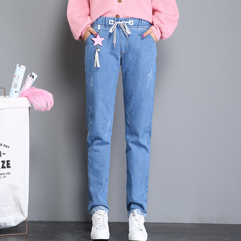 trường tiểu học studentpants cô gái 11 mùa xuân / mùa hè váy 12 trẻ từ 13 thanh thiếu niên 14 lỏng 15 tuổi cô gái quần jean