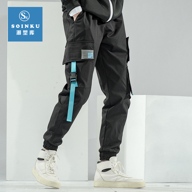 Soinku casual overalls men's Tide brand ankle-length pants Zi Korean version of the trend handsome students ins Tide brand