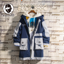 soinku Japanese Tide brand tooling pocket jacket trend handsome coat loose cloak long trench coat men