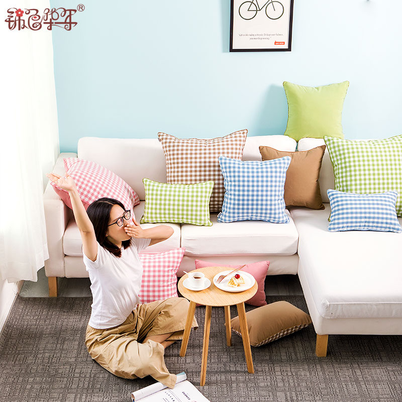 Holding pillow back cushion rests with pillow headboard large backrest padded pillow cover without core field Lattice Vegetarian color AB face sofa waist against