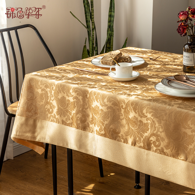 American gold rectangular water-resistant tablecloth European light luxury tablecloth tablecloth customized