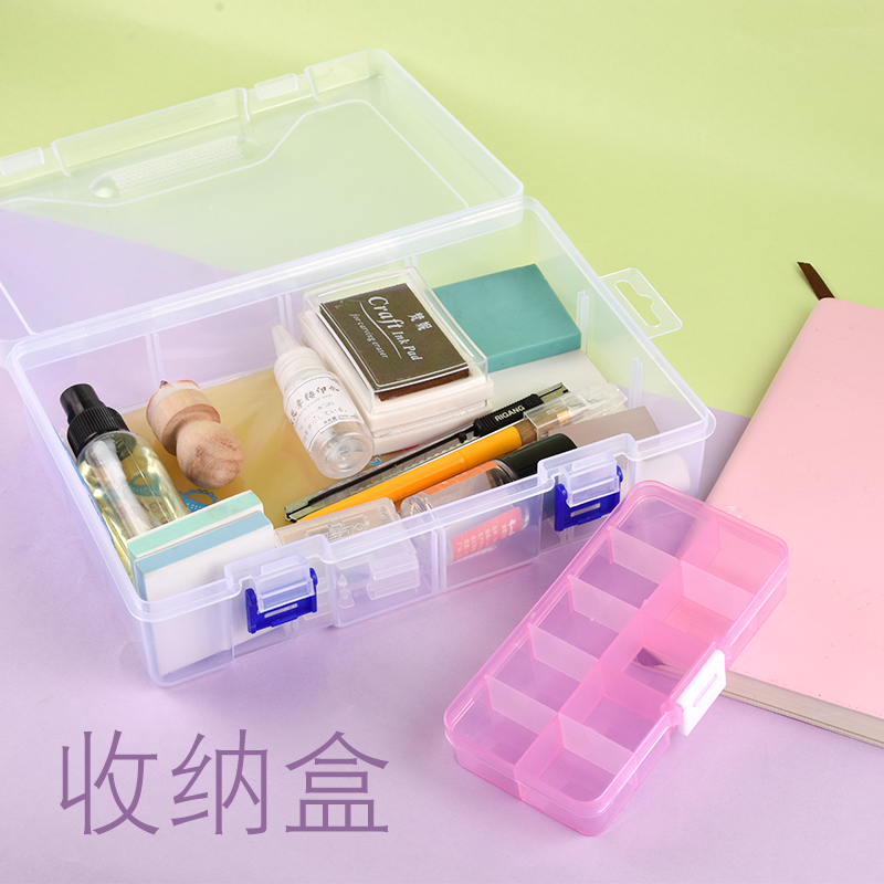 Impression time-rubber stamp containing box parts box grid box accessories box electronic components box Multiple grids
