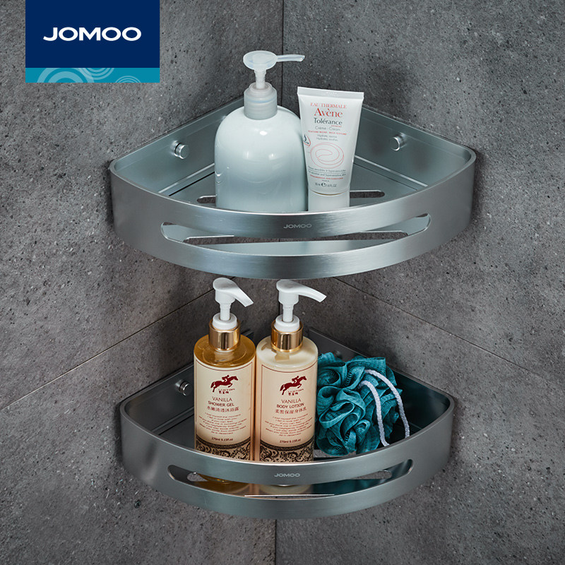 JOMOO Nine Pastoral Bathroom Pendant Mesh Basket Space Aluminum Corner Rack Triangle Basket shelf Monolayer Aluminum Basket 937151
