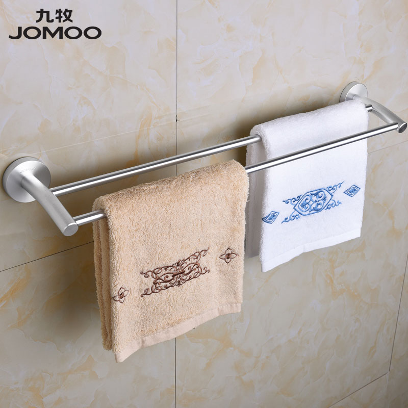Nine Shepherd Towel Rack Bathroom Space Aluminum Bath Towel Rack Makeup Room Towel Rack Single Pole Double Rod Towel Rod Wall-mounted Rack