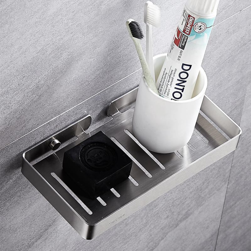 Free Punch Soapbox Makeup Room Bathroom Soap Rack Stainless Steel Soap Dish Shelf Suction Cup Wall-mounted Soap Case