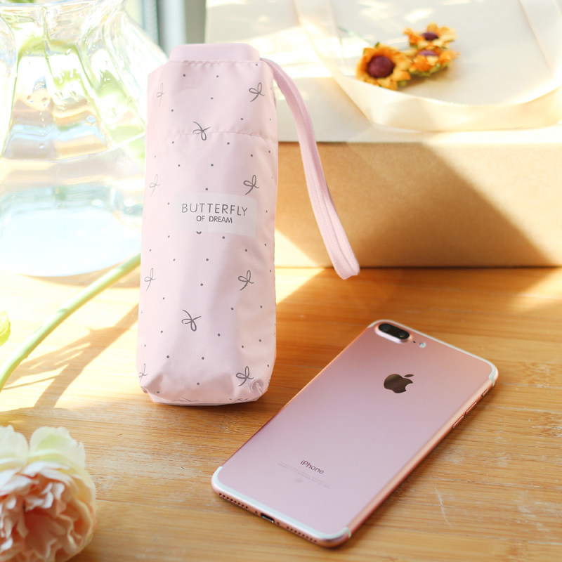 Ultra light Mini five fold umbrella folding umbrella dual use vinyl sunscreen sunscreen anti ultraviolet sunscreen pocket umbrella parasol