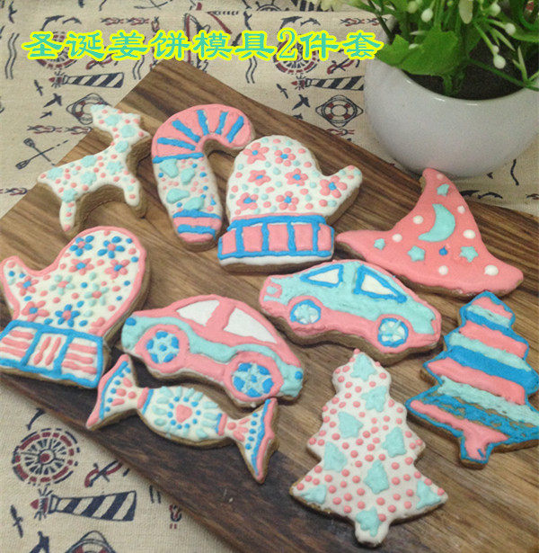 Christmas Cookie Mold Kit Stainless Steel Biscuit Mold Plastic Assorted Sugar Powder Sieve Ginger Cake Mold