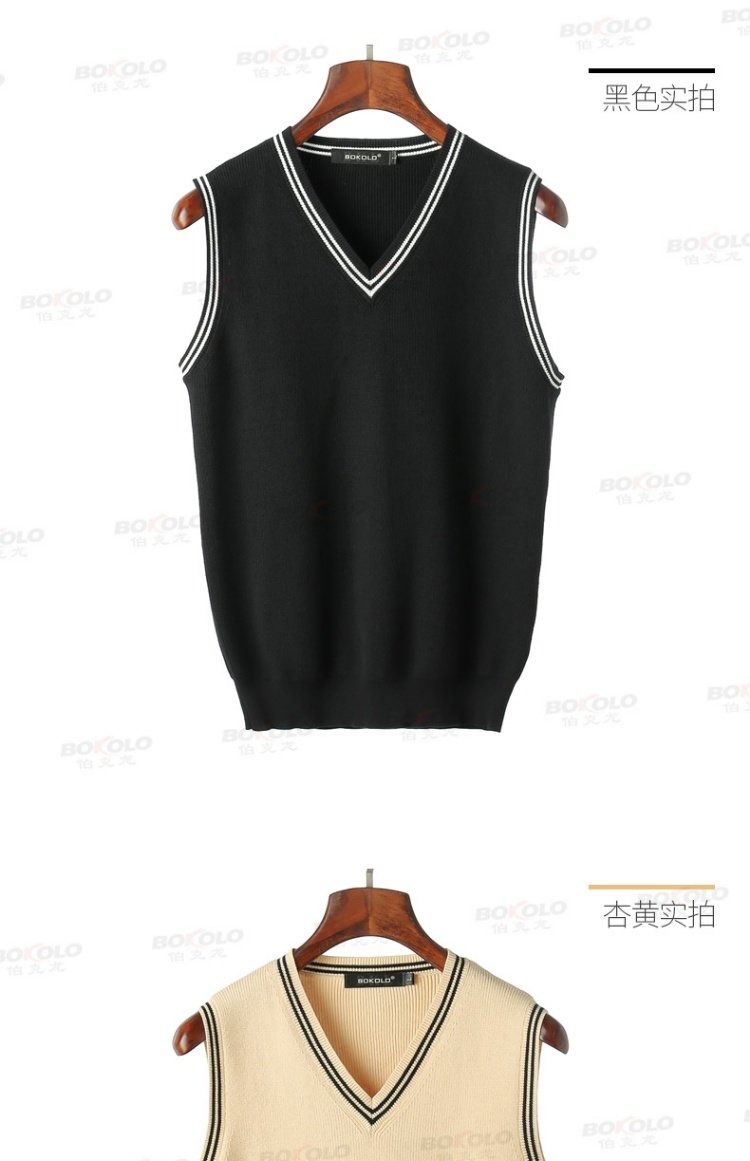 Áo len Berkron Áo thun cotton sợi nhỏ mùa thu đông kinh doanh áo len giản dị cổ chữ V trẻ trung ấm áp áo vest khoác nam