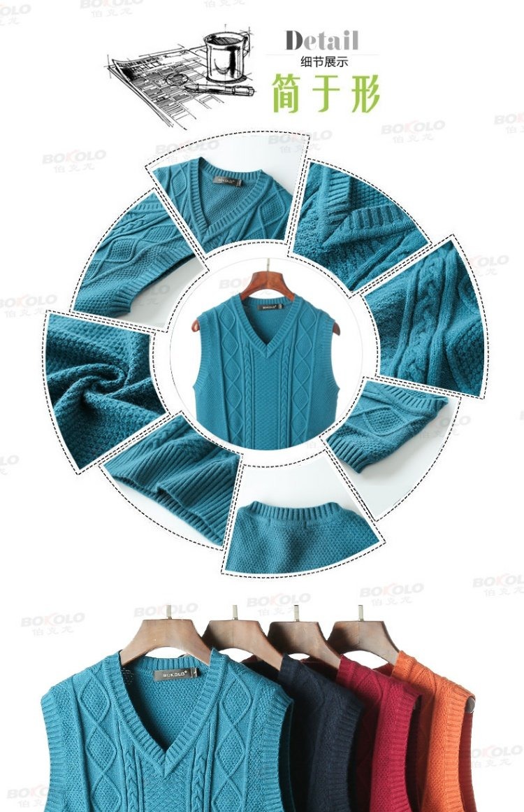 Áo len Berkron vest mùa thu đông kinh doanh áo len cổ chữ V vest trẻ trung ấm áp sợi cotton Slim áo len nam cổ lọ hàn quốc