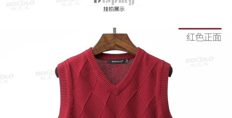 Áo len Berkron Áo thun cotton sợi nhỏ mùa xuân và mùa thu kinh doanh áo len giản dị cổ chữ V thanh niên áo khoác len dáng dài hàn quốc