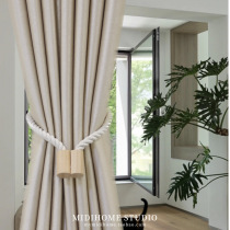 Minimalist modern light and luxurious cotton rope Magnetic suction iron stone curtain buckle strap rope furled with a pair of white yarn cloths