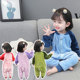 Children's one-piece pajamas baby autumn and winter plus velvet thickened flannel home clothes coral fleece baby anti-kick sleeping bag