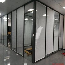 Factory office high partition hotel exhibition hall compartment tempered glass panel partition wall built-in aluminum louver aluminum-magnesium alloy