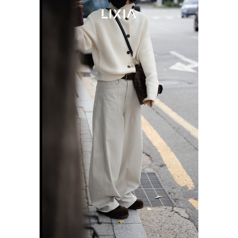 Lixia/丽霞【Love at First Sight】3D Tailored Slimming Loose Fit Curved Casual Pants-D21202 Lixia/丽霞【Love at First Sight】3D Tailored Slimming Loose Fit Curved Casual Pants-D21202