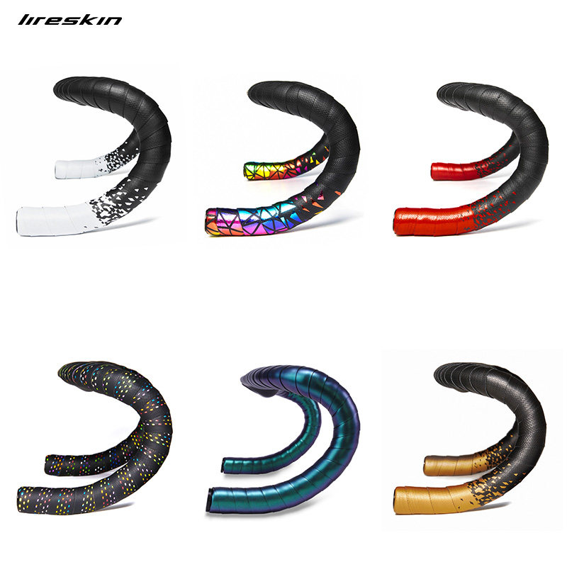 Liteskin light cloud road handlebars with bike handlebars wrapped around with non-slip gradient aurora straps