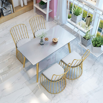 Net red restaurant Hotel Solid wood table and chair combination Dining Burger dessert shop Cold drink Milk tea table Cafe Simple
