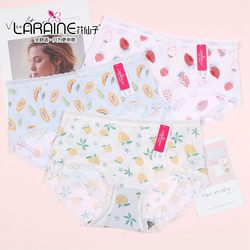 Flower Fairy Underwear 21539 ແມ່ຍິງກາງແອວ Ice Silk Printed Graphene Underwear Lace Edge Smooth Youth Shorts