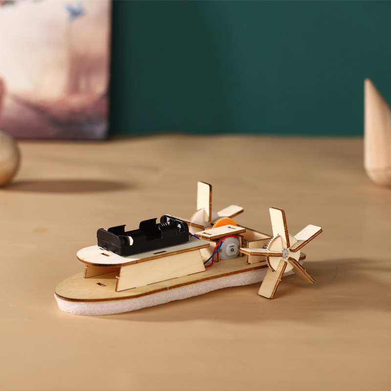New paddle steamer primary school students' scientific experiment small production invention children's puzzle plug-in toys diy handmade materials