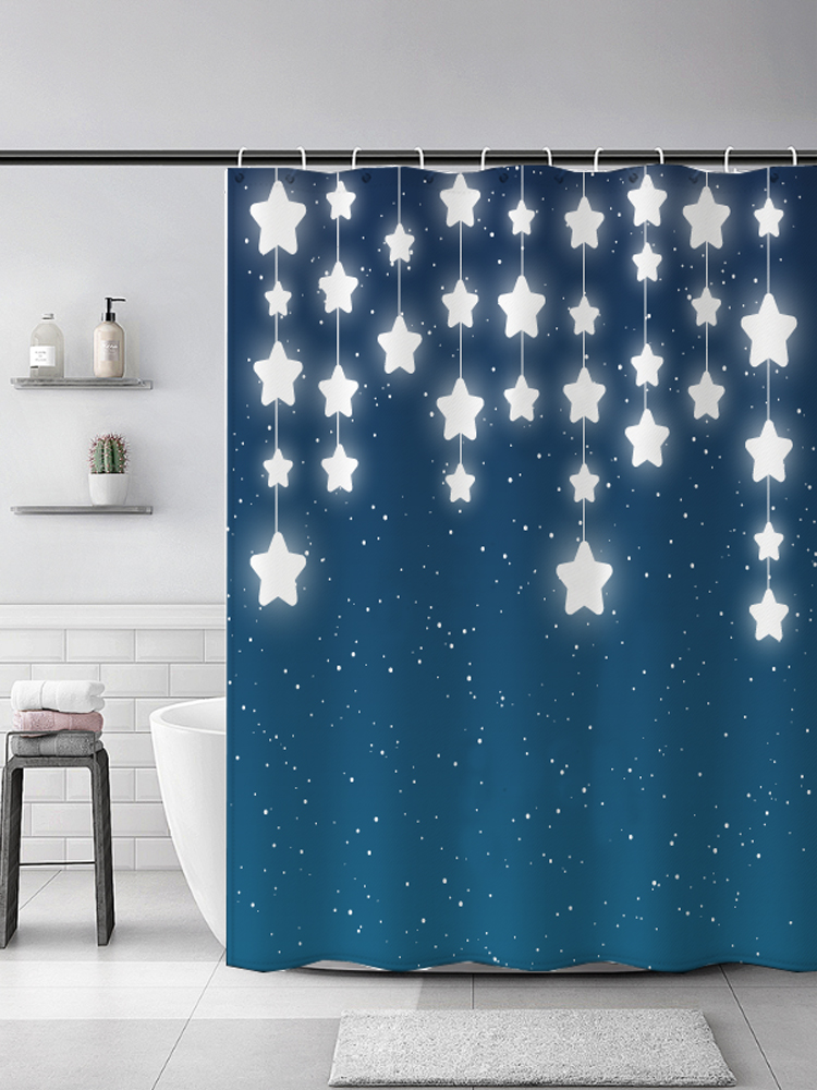 Cartoon star high-grade powder room polyester fiber shower curtain cloth thickened waterproof mildew toilet curtain partition curtain
