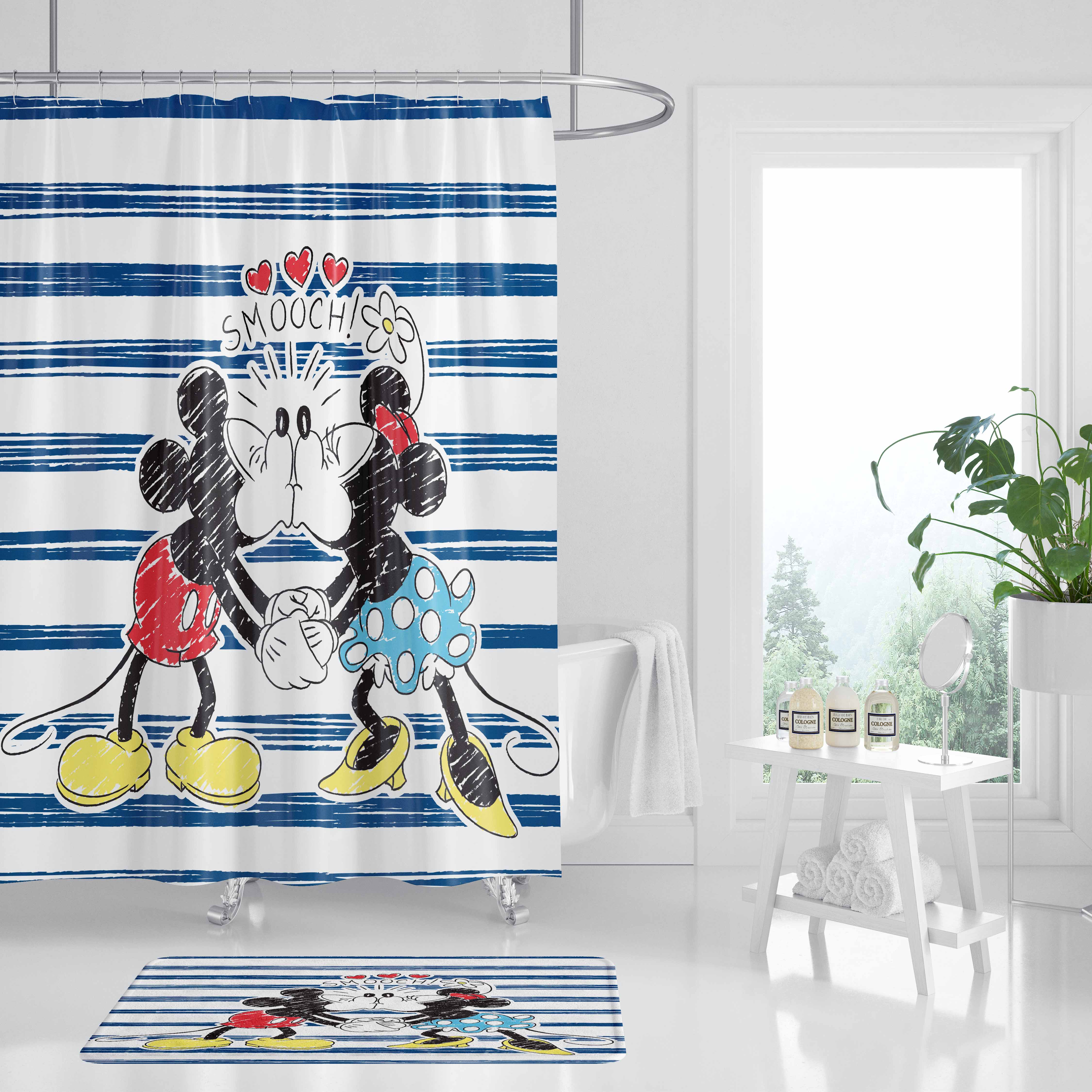 Toilet Cartoon Mickey Fashion Polyester Mold-proof Bath Curtain Curtain Curtain Curtain Curtain Curtain Heating