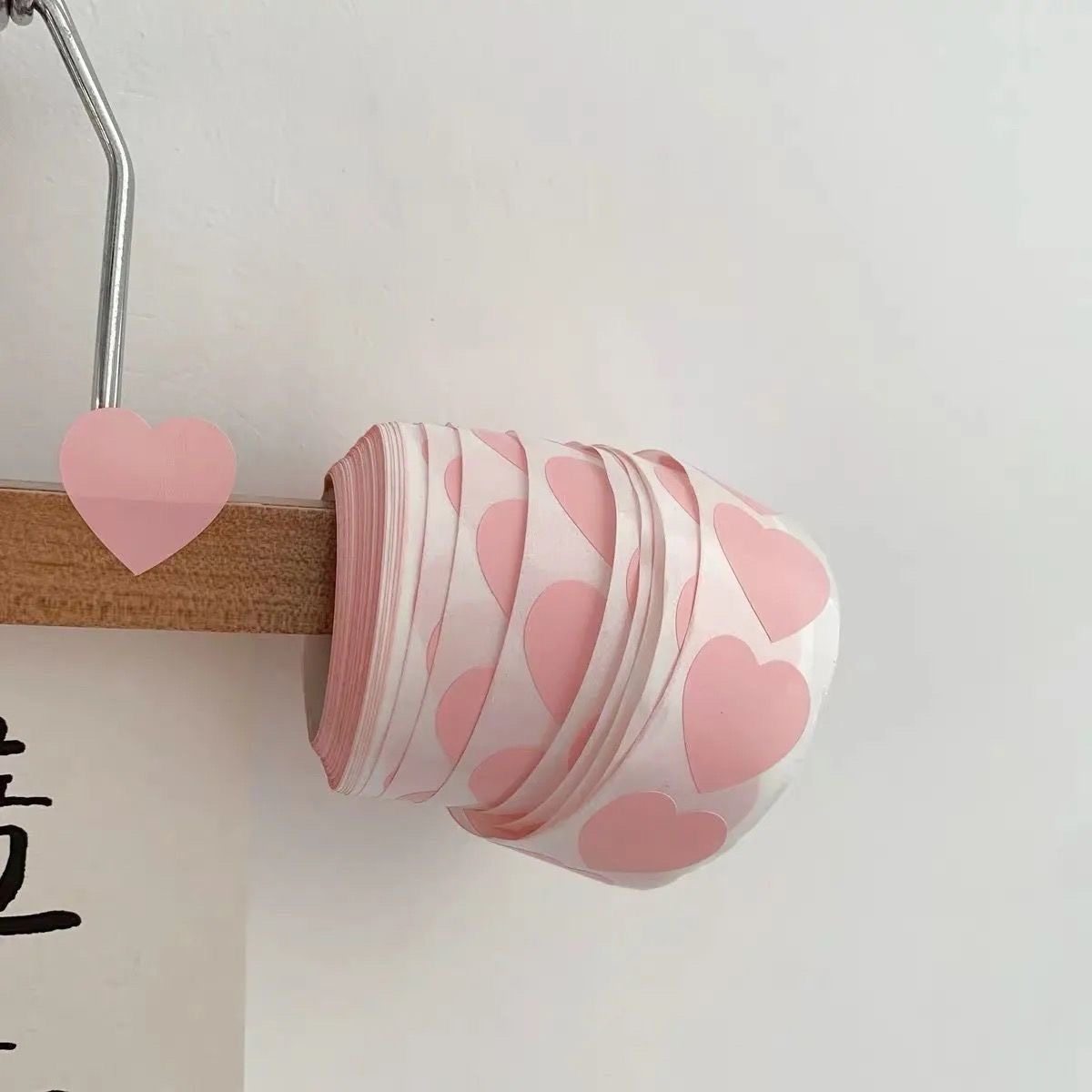 ins Style Decorative Stickers Pink Black Heart Tape Poster Photo Wall Planner Memo Girly Heart-Shaped Stickers