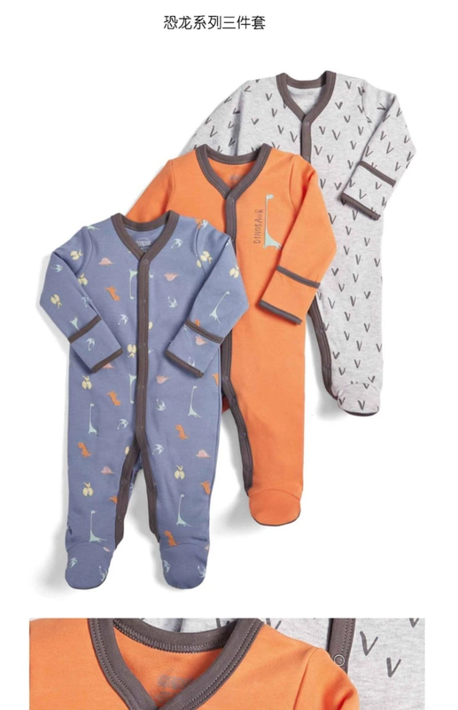 Spot Anh mama & papas baby jumpsuit cotton cho bé jumpsuit cotton hữu cơ romper 3 miếng - Áo liền quần