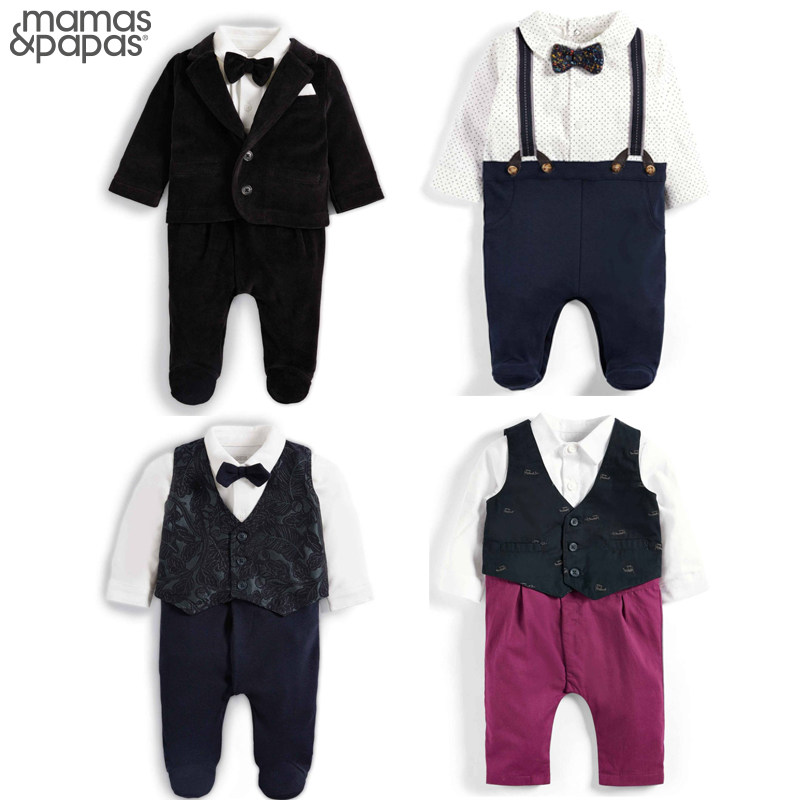 Spot British Mamaspapas baby full moon 100-day banquet one-year-old cotton jumpsuit long romper