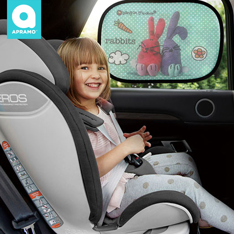 British Apramo Car Sunshade, Electrostatic Cartoon Sunshade for Car, Sun Protection and Heat Insulation Side Window Sunshade, Two-Piece Set